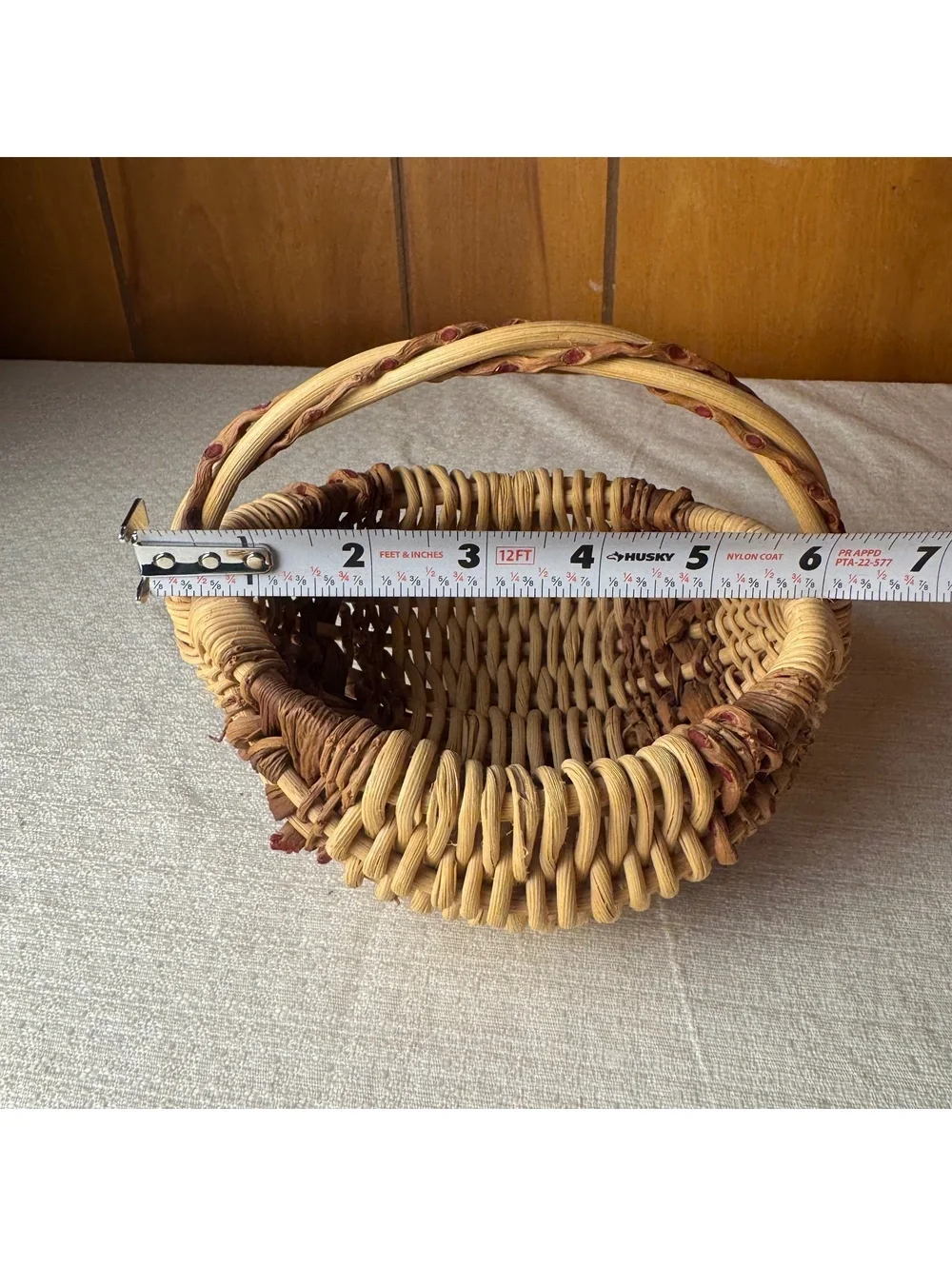 Vintage Handmade Butt Basket Woven Folk Art Decorative Basket With Handle